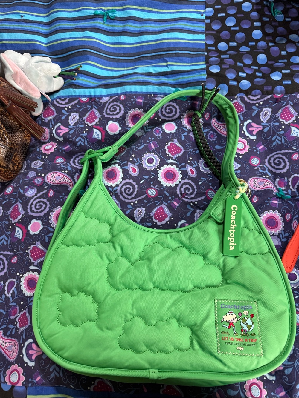 Coach Green 'Coachtopia' Quilted Shoulder Bag